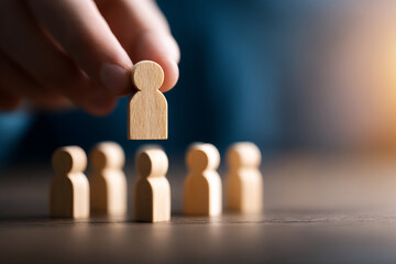 Building personal branding narrative with wooden figures representing individuals