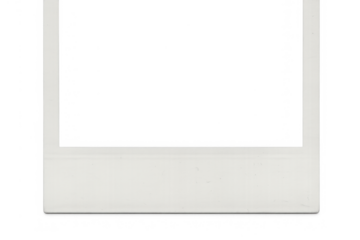 Empty instant camera film frame with blank space, vintage white border template on transparent background