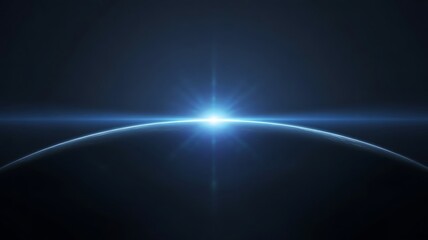 Fototapeta premium Sunrise Over Earth Horizon in Deep Space Futuristic Blue Light Background