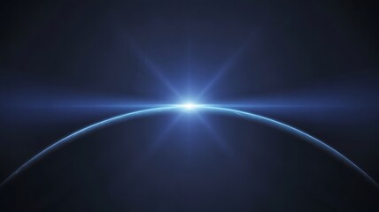 Sunrise Over Earth Horizon in Deep Space Futuristic Blue Light Background