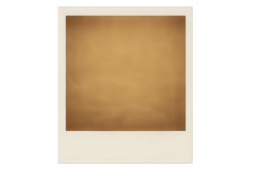 Instant camera retro film frame template simulating nostalgia and memory, blank sepia border on transparent background