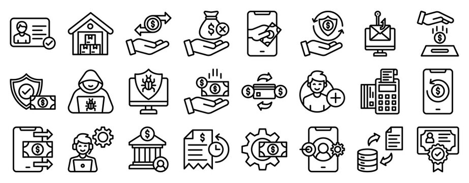 Social Engagement Icon Set Collection Outline Style. Vector illustration.