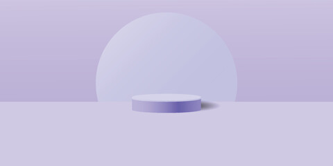 Abstract podium stage scene with geometric platform background vector. 3d rendering cylinder with podium stand show products stage showcase pedestal modern 3d studio beige blue pastel. eps10