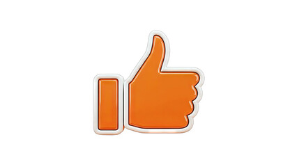 Obraz premium Orange Thumbs Up Icon on White Background