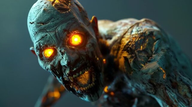 3d game character grotesque zombie glowing eye Videos