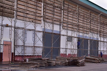 Steel Scaffolding, Construction Scaffolding Metal Framework Industrial Structure Building Site