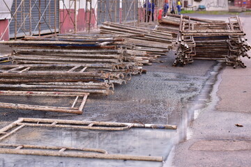 Steel Scaffolding, Construction Scaffolding Metal Framework Industrial Structure Building Site