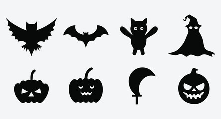 Fototapeta premium Halloween Icon Silhouette Vector Set