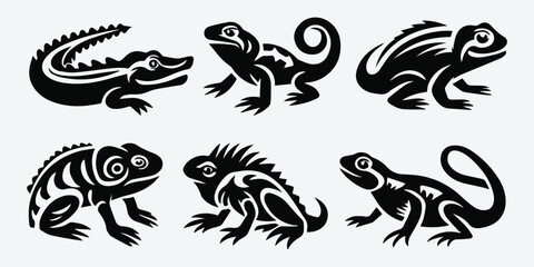 Reptile Amphibian Silhouette Vector Collection
