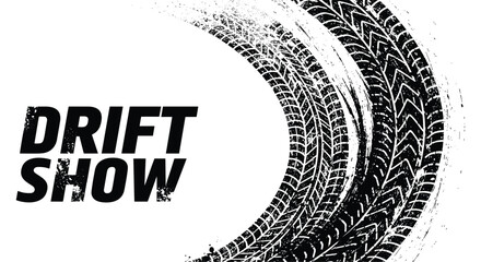 Drift show tire track vector background