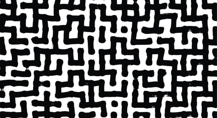 Abstract black and white maze pattern vector background
