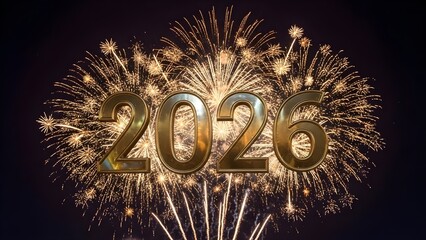 New Year's Eve 2026 Celebration with Golden Fireworks Display