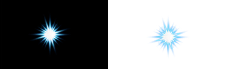 Shine glowing stars. Vector White and blue Sparks isolated ،White Lens Flare Effect: Starburst Light Overlay PNG & Vector,White and blue beautiful light explosion effect with transparent glow isolated