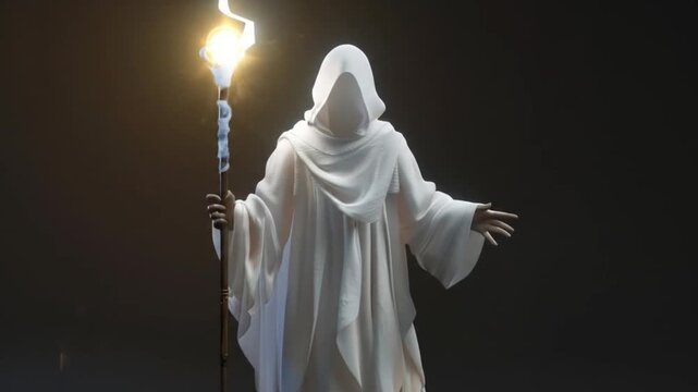 3d game character gentle healer NPC white robe Videos
