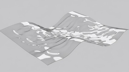 Abstract digital art render featuring a translucent wavy surface with intricate white patterns, creating a modern and dynamic visual concept for graphic design and technology