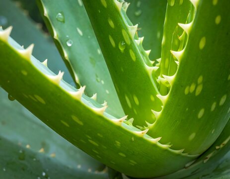 Close-up of spiky succulent plant leaves, showing green and yellow details
