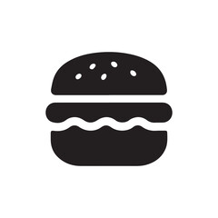 Simple black silhouette icon of a cheeseburger
