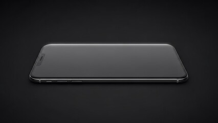Sleek modern smartphone laying flat on a dark background, showcasing its minimalist design and premium finish, ideal for tech reviews and advertising