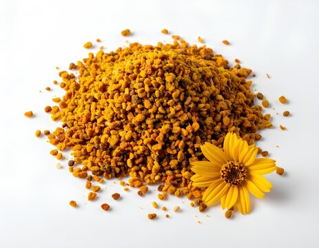 bee pollen grains isolated on white background  