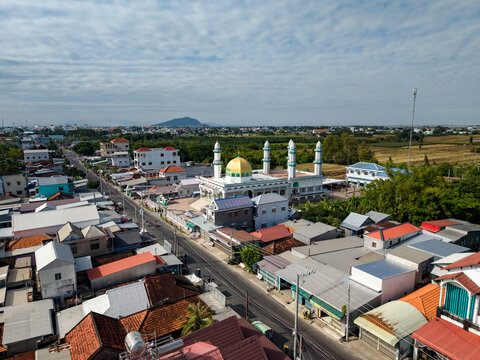 Aerial view of a Mosque in Chau Doc, Vietnam