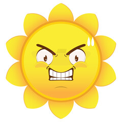 sun angry face cartoon cute