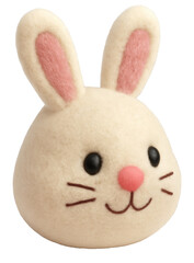 Adorable fluffy white bunny head with pink ears and nose.