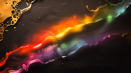 Obraz premium light leak overlay effect with blur rainbow light leaks and bokeh,retro grain noisy film distressed texture light leak flare on black background,retro film overlay