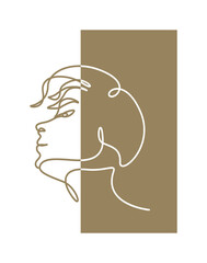 Beautyful lady face in continuous one line drawing. Single line art illustration of woman face.