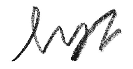 Black colored pencil drawing isolated on transparent background