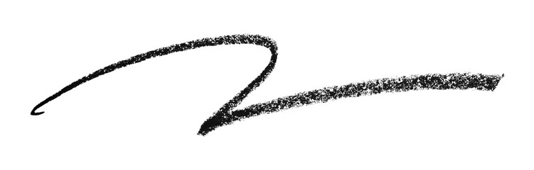 Black colored pencil drawing isolated on transparent background