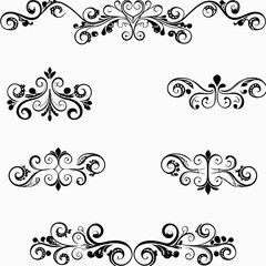 Elegant black floral swirls and decorative flourishes on a white background