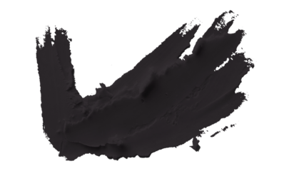 Black clay texture on transparent background.