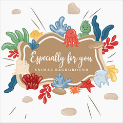 cute animal illustration for template background