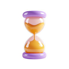 Hourglass on white background, sandglass 3d rendering