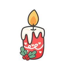 Cute Red Christmas Holly Candle