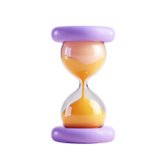 Hourglass on white background, sandglass 3d rendering
