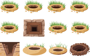 Various Types Of Holes And Burrows In The Ground earth dirt