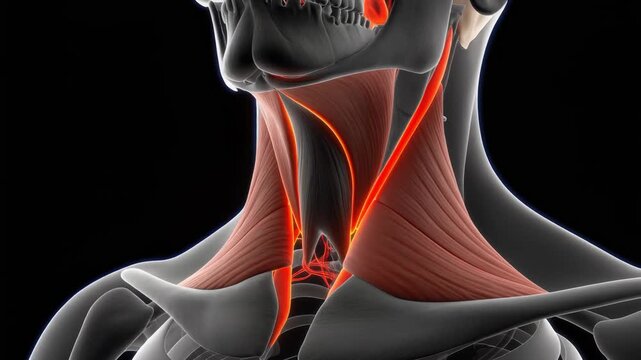 Anatomical Visualization of Human Neck Muscles with Orbital Camera Movement