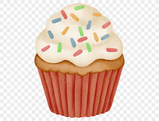 Watercolor Christmas cupcake dessert festive illustration vector.