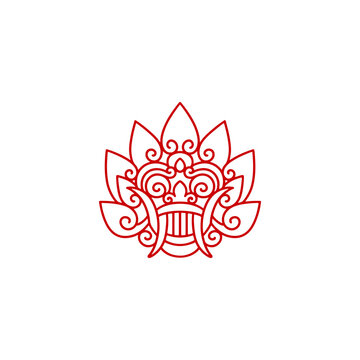 Balinese logo line art vector premium