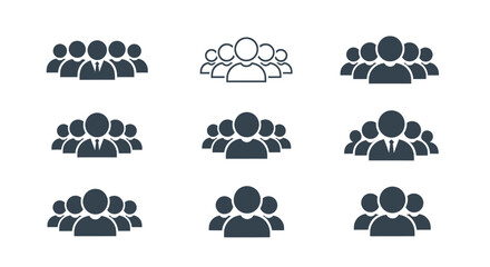 Collection of stylized human figures representing teams and groups.