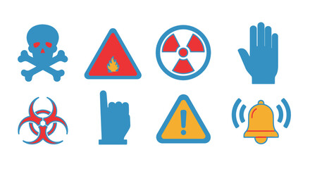 Collection of Warning and Danger Symbols Icons Set.