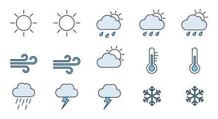 Fototapeta premium Collection of Weather Icons Representing Different Atmospheric Conditions.