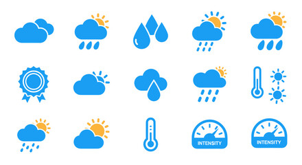 Obraz premium Collection of Weather Icons Representing Different Forecasts.