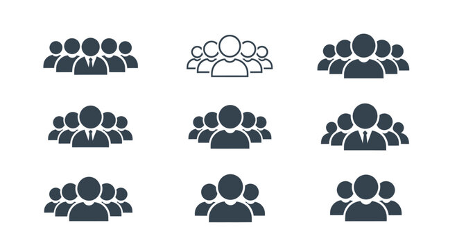 Collection of stylized human figures representing teams and groups.