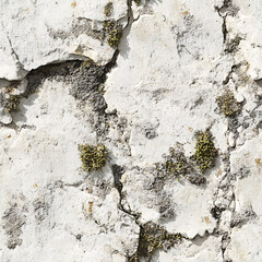 Rough white limestone texture with tiny moss spots seamless