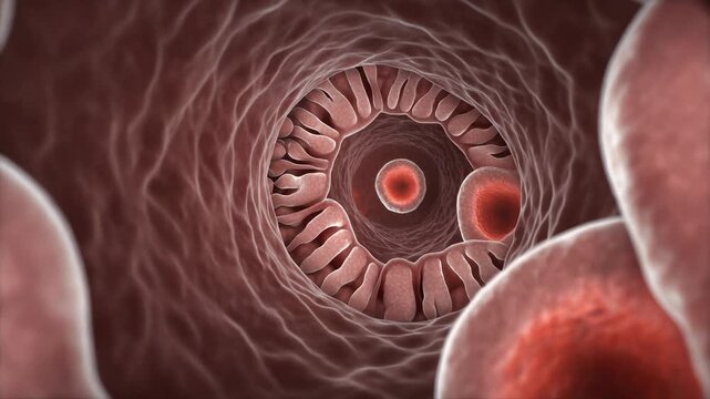Medical Animation: Microscopic View of Human Border Cells and Blood Cells