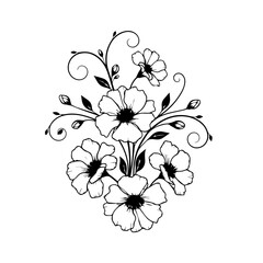 Elegant Floral Design With Delicate Flowers And Swirling Vines