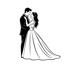 Elegant Bride and Groom Embrace, Celebrating Love and Matrimony