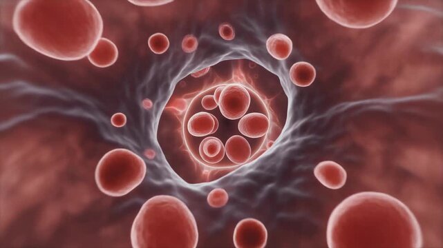 Cinematic Visualization of Red Blood Cells Flowing Through Artery